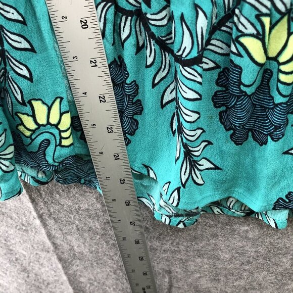 Loft Cami Top Womens S Peplum Floral Blue Teal Flowy Rayon Beachy Tropical - Picture 6 of 8